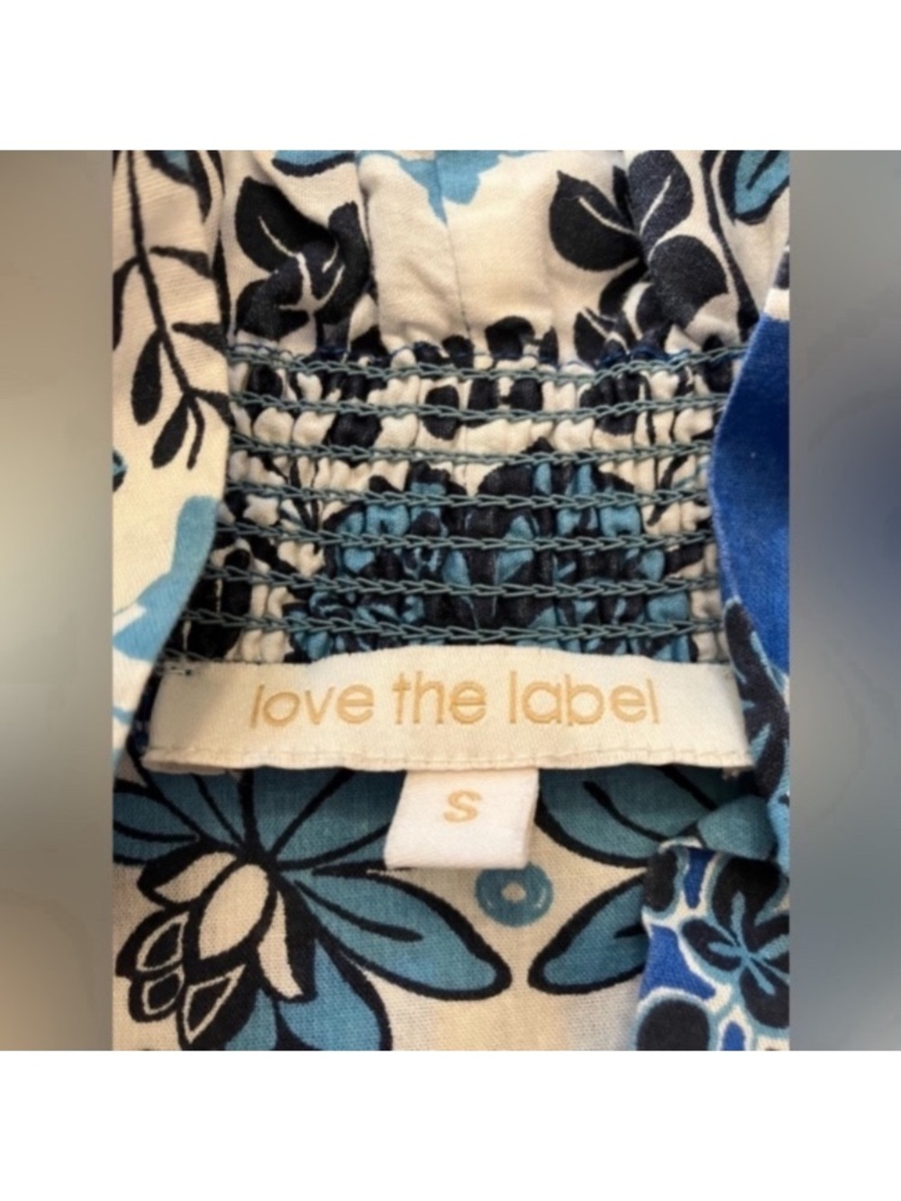 Love the Label Anthropologie Clementine Poppy Blue Print Top - Picture 3 of 9